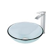 VIGO Crystalline Glass Vessel Bathroom Sink and Duris Vessel Faucet with Pop Up, Chrome [並行輸入品]