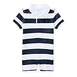 RalphLauren ラルフローレン　ショートオール　コットンジャージ　ボーダー　サイズ9m(69-73cm) (ネイビーブルー)