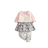 Pojour 春 0-2歳 2-7歳女の子可愛いスカート キッズ上下セット 綿 通気 ピンク(70cm)