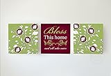 Bless This Home & All Who Enter Quote – フローラルMumsキャンバス祝い壁装飾 – Memorable記念日ギフトアートワーク – デザイナーから選択色サイズ 