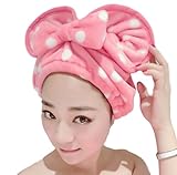 吸水 ヘアドライタオル ヘアキャップ ヘアタオル マイクロファイバー お風呂上りキャップ (ピンク)