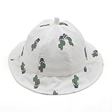 ベビー帽子 赤ちゃん用 幼児用 キッズハット 綿生地 アウトドアウェア 子供向けキャップ 帽子 ハット サボテン柄 植物柄 可愛い LeafIn (ホワイト)
