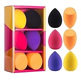 Party Queen メイク用スポンジパフ ファンデーション用 乾湿兼用 親水性ポリウレタン 涙型 多機能 6個入