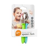 Make My Day silicone magnetic Spoon + Fork (Green/Blue) by Make My Day