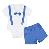 （イーエフイー）EFE　ベビーフォーマル　バースデー　ロンパース＋ショーツ　男の子　幼児　赤ちゃん　出産祝い　結婚式　新生児　写真撮影　紳士服　2点セット ホワイト＆ブルー 90