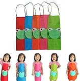 TAKIの部屋 エプロン 絵画スモック 可愛い カエル 子供用 絵画用 食事 お絵かき 泥遊び 防水 防汚 服が汚れない ランダム色 3pcs