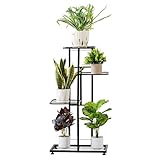 フラワースタンド屋内 屋外プランターディスプレイスタンド、フラワーポットホルダーシェルフラック、パティオガーデンコーナーバルコニー、リビングルームのためのマルチレイヤーレトロデザインプラントスタンド (4段 ブラック)