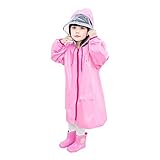 ベビーポンチョ、キッズレインコート子供レインウェア防水防寒ベビー雨具 ピンク S/80-95cm
