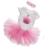 【ノーブランド品】 ベビーガールズ　ロンパース　ボディスーツ　ベビードレス　衣装セット　誕生日　出産祝い　洗礼　プレゼント　全４サイズ - 0〜3ヶ月