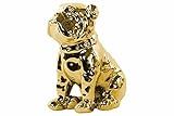 Benzara BM133187 Sitting British Bulldog Figurine with Collar - Gold - 7 x 4.25 x 8 in.