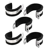 uxcell EPDMラバーライニングPクリップ ゴム 304ステンレス鋼 ケーブルマウント ホースクリップ 28mm 5個入り