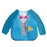 Holly Store Children Kids Waterproof Long-sleeved Smock Apron Bib for Eating and Painting Blue Bow-t