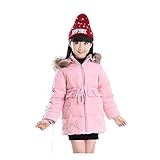 InitialG【イニシャルジー】キッズ ダウンコート ダウンジャケット トップス 無地 フード付き ファー付き 021-xzh-608(150 ピンク )