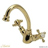 【Matilda】アメイジア・ラバトリー（ブラス） / Amasia Lavatory #PB ネオ・アンティーク水栓 ゴールド色 マチルダ洗面用混合ワンホール混合栓 クラシック蛇口 MA006C14