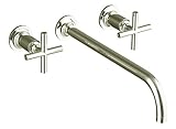 KOHLER K-T14416-3-SN Purist Two-Handle Wall-Mount Lavatory Faucet Trim with 12", 90-Degree Angle Spo
