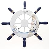 JustNile Wall Hanging Decorative Boat Accessory - Helm Steering Wheel Blue White by JustNile