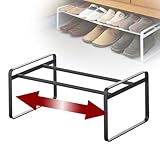 下駄箱 靴箱 靴ラック 玄関収納 伸縮シューズラック フレーム ブラック 07210