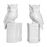 Premier フクロウ ブックエンド 2セット ホワイトセラミック 1410808