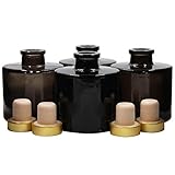 Feel Fragrance リードディフューザー用 リードディフューザーボトル 容器 黒色 蓋付き 4本セット (100ML円形)