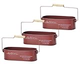 ナチュラルブリキポット 手付き楕円S レッド 240×100×75（160）Hmm 3199-RD 3個セット