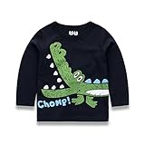 PANCY 子供服 春秋 長袖 Tシャツ キッズ トレーナー 丸い襟 男の子 女の子 可愛い 動物柄 恐竜(100cm,ネイビー ワニ)