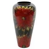 Essential D?cor Entrada Collection Lacquer Bamboo Vase with Antique Flower Accent, 18 by 9.05-Inch, 