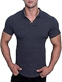 [マナツライフ] メンズ 半袖 ポロシャツ オシャレ サマーニット コットン 細身 ピッタリ ストレッチ マッチョ 筋トレ シャツ PLDX3 (グレー, L)