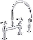 KOHLER K-6131-3-CP Parq Deck-Mount Kitchen Faucet with Spray, Polished Chrome [並行輸入品]