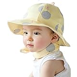 赤ちゃん 帽子 ベビー 綿 100% UV 日よけ つば 付き 男 女 の 子 丸洗い (イエロー)