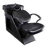 ainfoxシャンプーBarber Backwash Chair with ABSプラスチックボウルシンクfor Spa Beauty Salon ブラック AIFHB2001