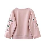 幼児の服花の刺繍Tシャツ 子供の赤ちゃんの女の子の服花の刺繍Tシャツのシャツ+ズボン1セット OVERMAL (130, ピンクの)