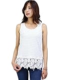 iz-87201012 L GREY(03) (ヨンユー) 4u ボーダータンクトップ 裾レース iz-87201012