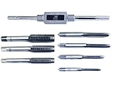 タップセット8個組 タップハンドル付き M3x0.5 M4x0.7 M5x0.8 M6x1.0 M8x1.25 M10x1.5 M12x1.75 目たて直し修正用