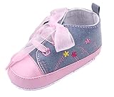 (ビグッド)Bigood 子供靴 女の子 赤ちゃん ベビー靴 出産祝い キャンバス トレーニング シューズ ルーム スポーツ スニーカー春秋 刺繍花 13cm ブルー
