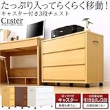 キャスター付き3段チェスト【-Cester-セスター】（押入れ収納・サイドチェスト） / キャスターツキチェストセスター--&gt;[ダークブラウン]