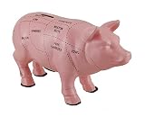 ピンクセラミックPig Shaped Coin Bank Butcherチャート貯金箱