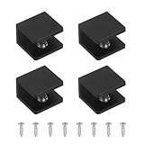 uxcell 4個 ガラス棚金具 6-8mm 角形ガラス組み合わせ用 ミラー金具 ガラス/木製ディスプレイキャビネット用 アルミニウム合金クリップクランプとネジ 黒