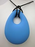 Chewable Teething Pendant for Teething Babies or Nursing Moms. Blue Pearshape Large 46mm x 70mm Soft