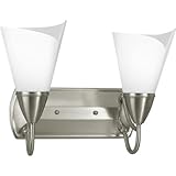 Progress Lighting p3085 – 09 2-light Bathブラケット、オパールガラス、つや消しニッケル