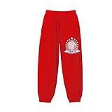 HOORAY(フーレイ) パンツ ダンス 衣装 ヒップホップ パンツ シルエット 綺麗 フロントバックロゴスウェットパンツ M レッド