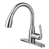 BOHARERS Kitchen Sink Faucet Pull-Down Sprayer Single Handle Nylon Hose and Docking System,Brushed N