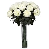 ほぼ自然1219-whファンシーローズシルクフラワーArrangement、ホワイト