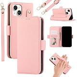 iPhone 14 ケース 手帳型 おしゃれ アイフォン 14 スマホショルダー 肩掛け 携帯ケース 片手操作 グリップループ付 落下防止 サイドマグネット あいほん14 財布型 カバー カードポケット付き アイホン 14 カバー グーグル 全面保護 iphone14 携帯カバー カード収納 横置きスタンド機能 PUレザー (ピンク, iphone14)