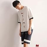 GAODUZI 夏の綿の恋人のパジャマゆるい女性のサイズのNightdressメンズ薄いセクションの綿の下着ホームサービス（半袖+半袖）の韓国語版 (色 : マルチカラー まるちから゜, サイズ さい