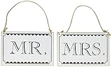High Quality Mr. & Mrs. Wooden Vintage Signs with Twine, White