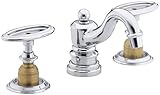 KOHLER K-280-9B-CP Antique Widespread Bathroom Sink Faucet, Polished Chrome (Ceramic Skirts Not Incl