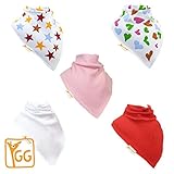 Set of 5 Groovi Gee Hearts & Stars Extra Large (XL) Bandana/Dribble/Toddler Bibs by Groovi Gee