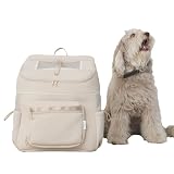 [citydog] ネオプレーンバックパックキャリー 【軽量/丸洗いOK/たっぷり収納/飛び出し防止/クッション底板】 犬用 （超小型犬/小型犬/中型犬）おしゃれ リュック 通気性 散歩 交通機関 お出かけ アウトドア (旅行 通院 避難) シティドッグ l-black