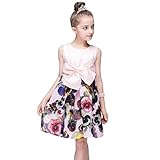 Ochine　ファッション　女の子ドレス 袖なし 綺麗な 花の飾り付け 蝶結び　フォーマル　子供誕生日パーティー 発表会 結婚式 入園式 演奏会 花嫁介添人 七五三 卒業式 お嬢様のドレス 全二色