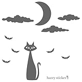 HARRY STICKER ハロウィンウォールステッカー転写式月夜のネコグレーLL ハロウィン ｳｫｰﾙｽﾃｯｶｰ転写式 月夜のネコ グレー LL 【1点】